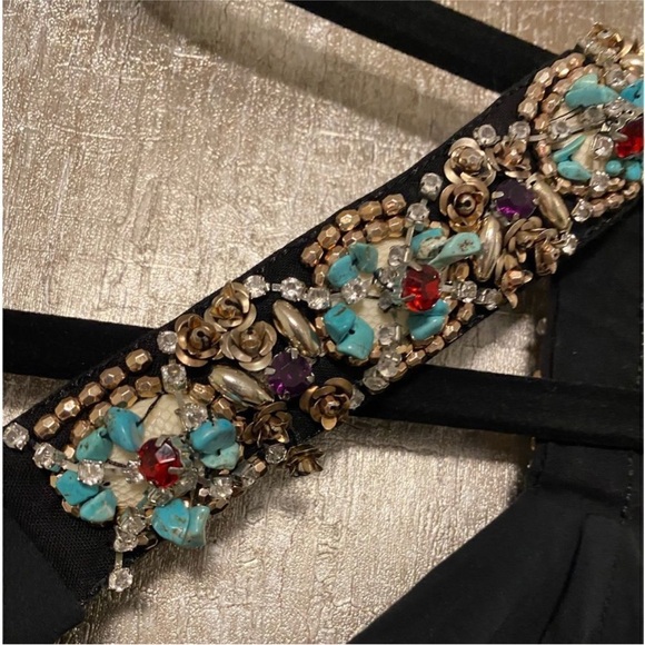 Maria Cher Elegant Black  gemstone embellished Jumpsuit, M - Picture 8 of 12